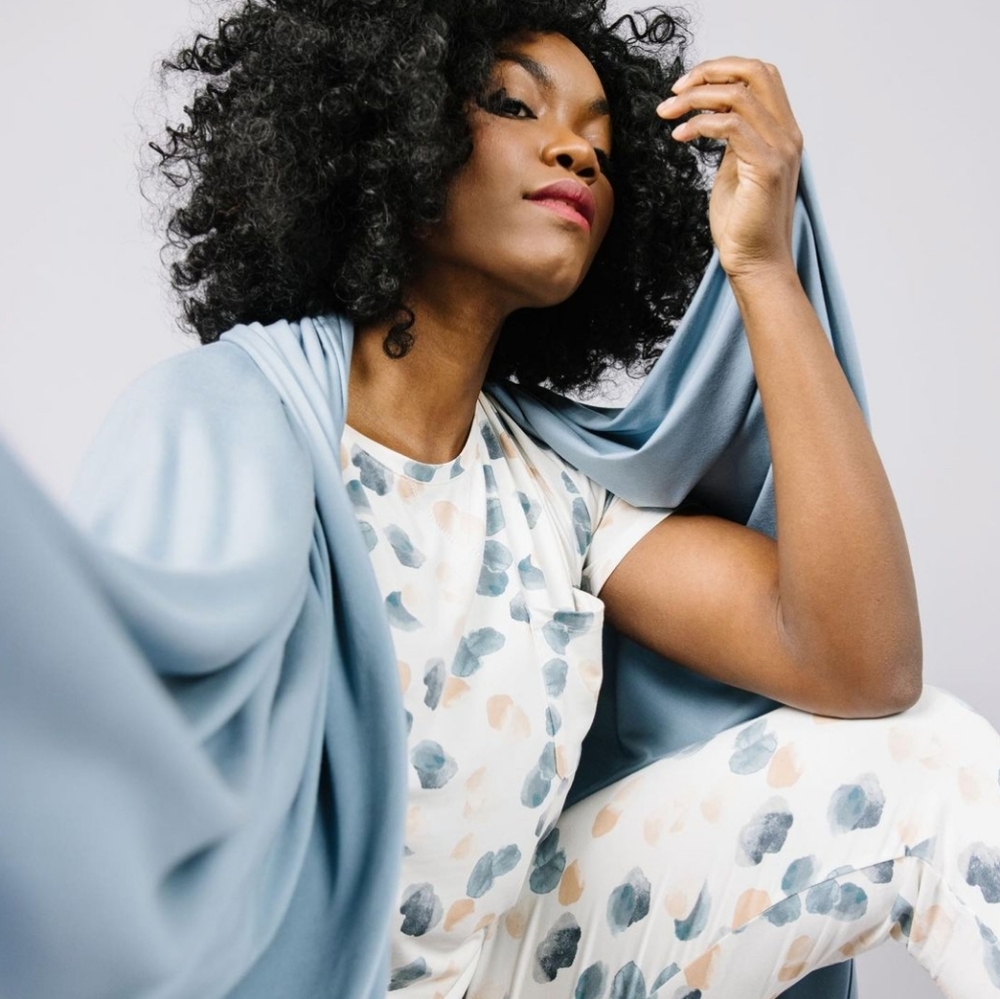 Elegant Blue and White Pajama Set